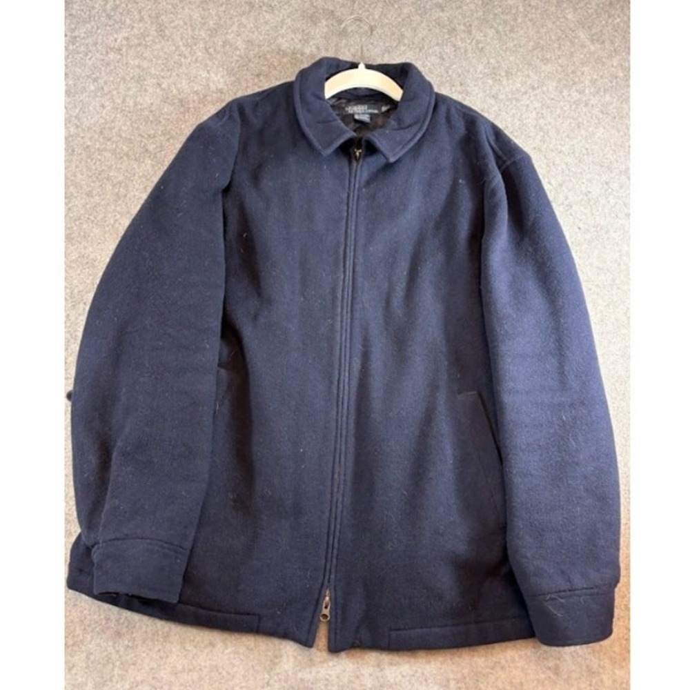 Vintage 90s Polo Ralph Lauren Heavy Wool Quilt Lined Military Jacket Navy Blue